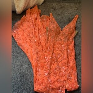 Amara Orange Beaded Dress